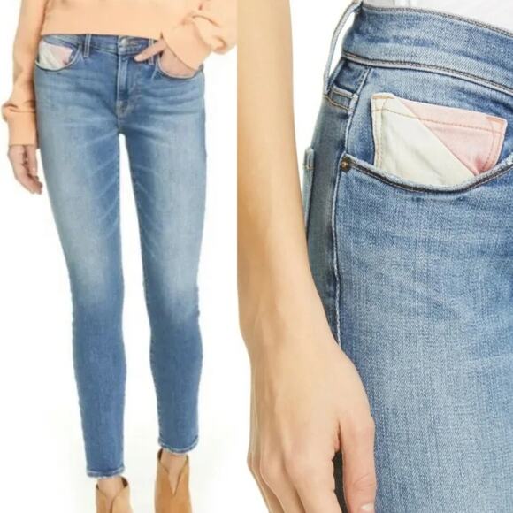 Frame Le Skinny De Jeanne Willow Spring Colorful Pocket Jeans Size 26 - Picture 3 of 13